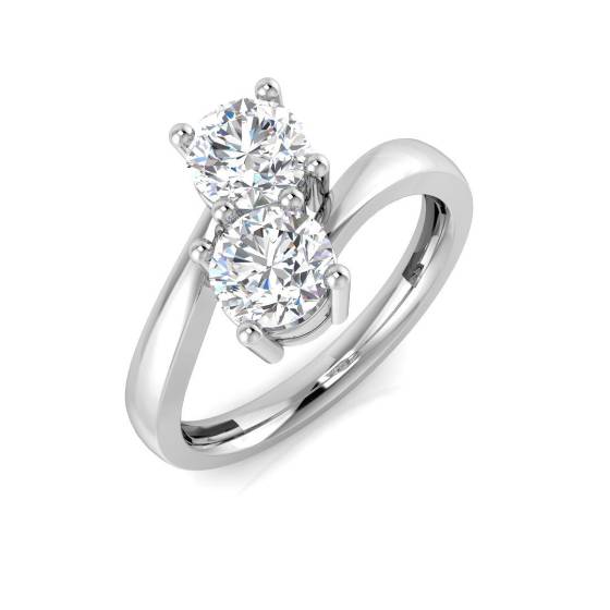 1.40ct VVS/D-E Round Cut Labgrown Diamond Two Stone Twist Ring
