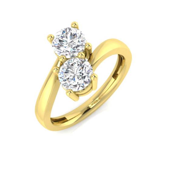 1.40ct VVS/D-E Round Cut Labgrown Diamond Two Stone Twist Ring