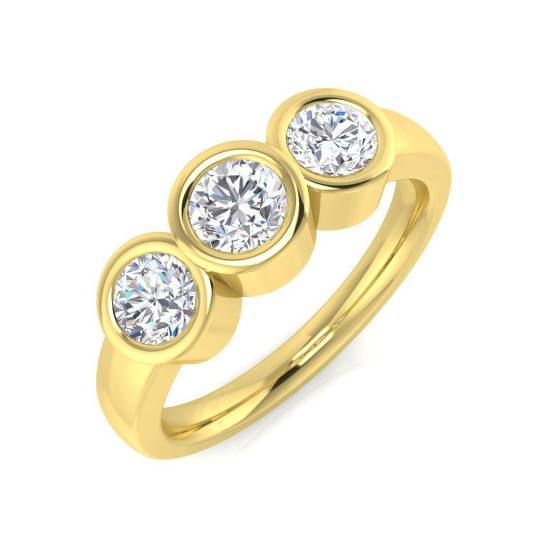 1.00ct VVS/D-E Round Cut Labgrown Diamond Bezel Round Trilogy Ring