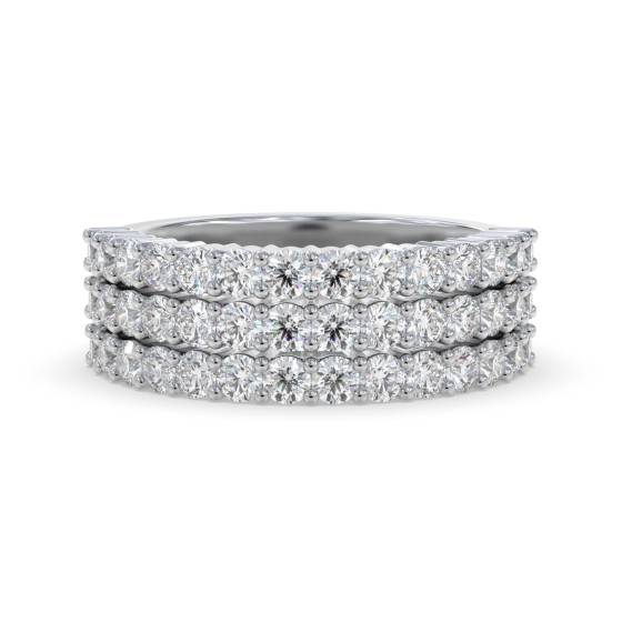 1.24ct VVS/D-E Round Cut Labgrown Diamond 3 Row Dress Ring