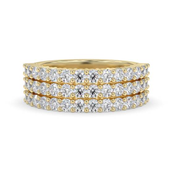 1.24ct VVS/D-E Round Cut Labgrown Diamond 3 Row Dress Ring