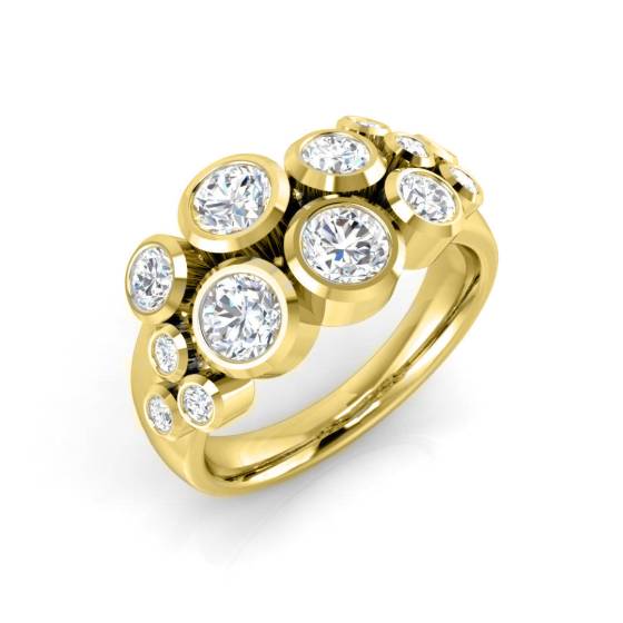 1.60ct VVS/D-E Lab Grown Round Diamond Buble Eternity Ring in 9k Yellow Gold