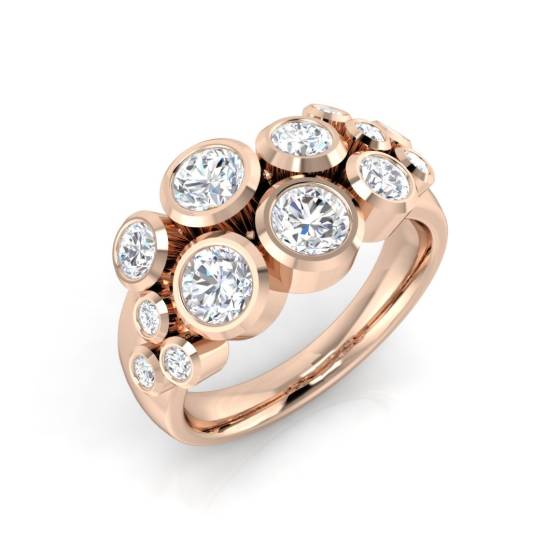 1.55ct VS/F-G Round Cut Natural Diamond Rubover Multistone Rings