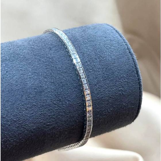 3.45ct VS/F Princess Cut Natural Diamond 7 Inches Tennis Bracelet