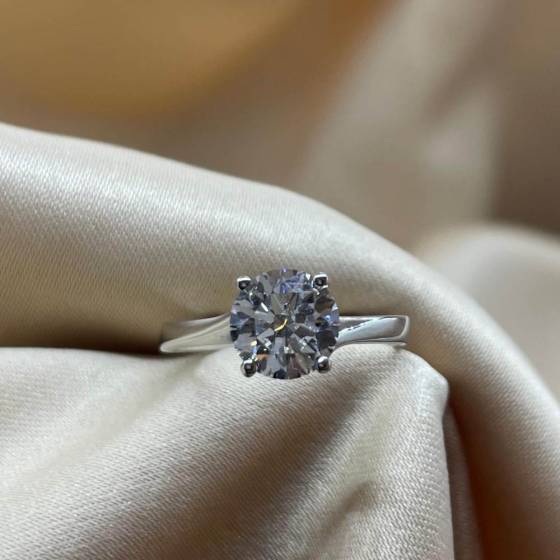 1.56ct VS1/D Round Cut Lab Grown Diamond Solitaire Ring