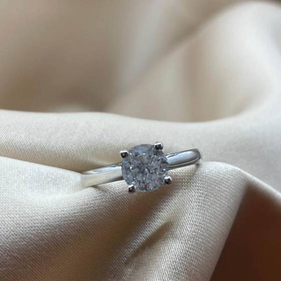 1.11ct I1/F Round Cut Natural Diamond Solitaire Ring