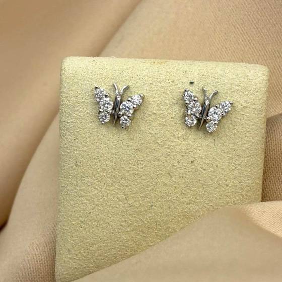 0.55ct VS/E-F Round Cut Natural Diamond Butterfly Earrings