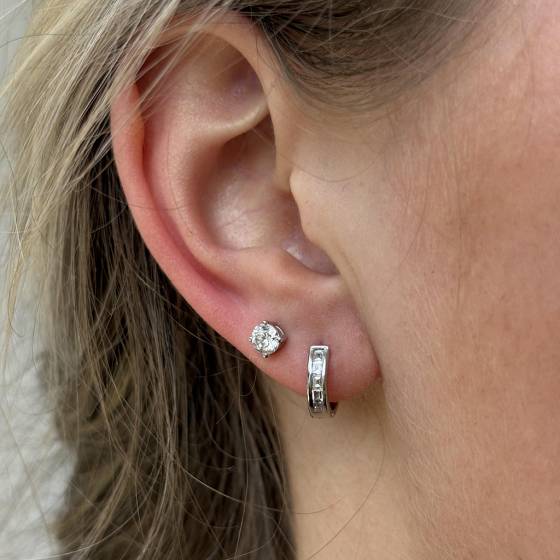 0.50ct VS/F-G Baguette Cut Natural Diamond Hoop Earrings