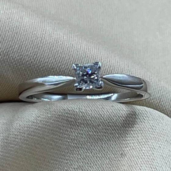 0.25ct I1/F Princess Cut Natural Diamond Solitaire Ring