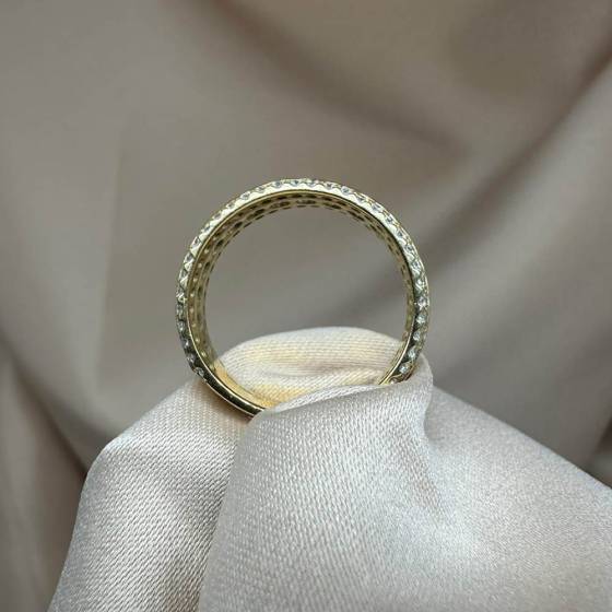 1.72ct VS/E-F Round Cut Natural Diamond Triple Row Ring