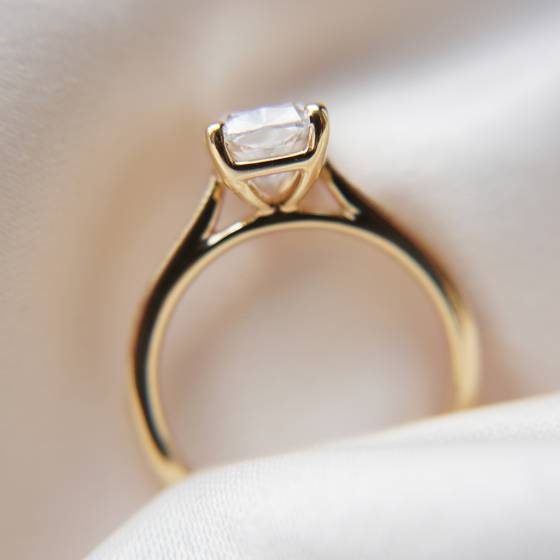 2.30ct VS2/D Cushion Cut Lab Grown Diamond Shoulder Set Ring