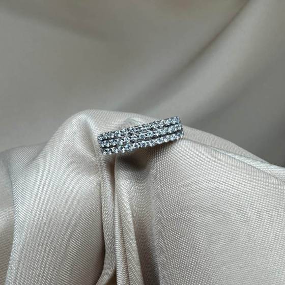 0.50ct SI/F-G Round Cut Natural Diamond Triple Row Half Eternity Ring