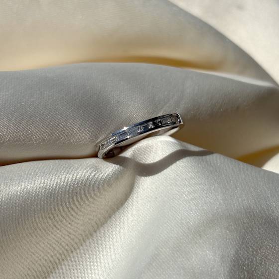 0.50ct VS/E-F Baguette Cut Natural Diamond Half Eternity Ring