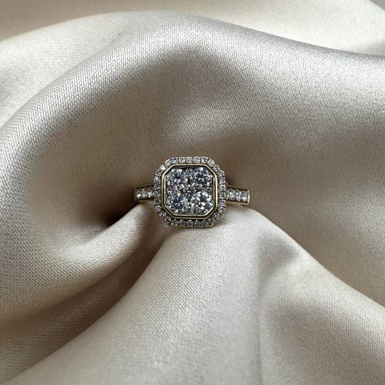 1.00ct VS/E-F Round Cut Natural Diamond Cluster Ring