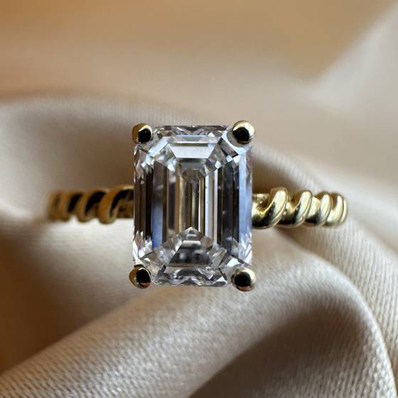 1.13ct VS1/E Emerald Cut Lab Grown Diamond Solitaire Ring