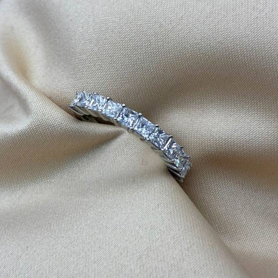 1.60ct SI1/F Princess Cut Natural Diamond Half Eternity Ring