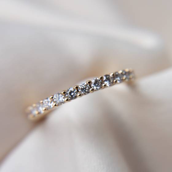 0.50ct VS/E-F Round Cut Natural Diamond Half Eternity Ring