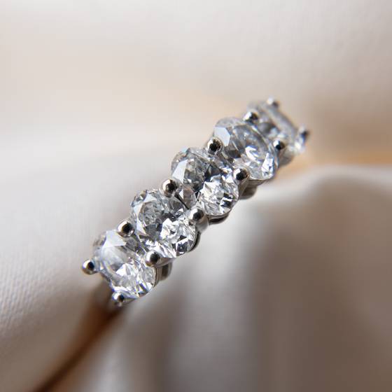 2.00ct VS2/D Oval Cut Lab Grown Diamond 5 Stone Ring