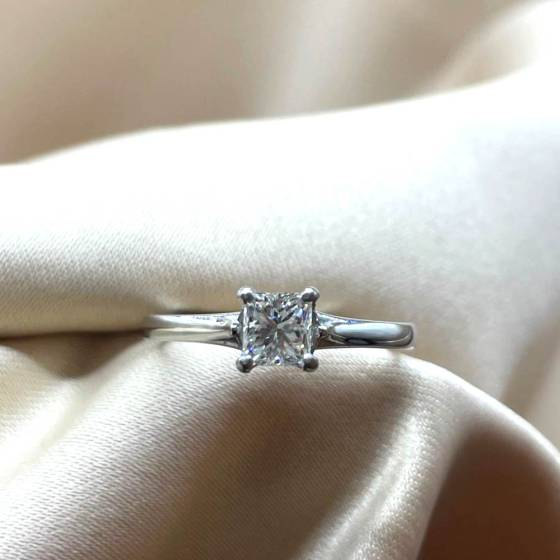 0.53ct VVS1/G Princess Cut Natural Diamond Solitaire Ring