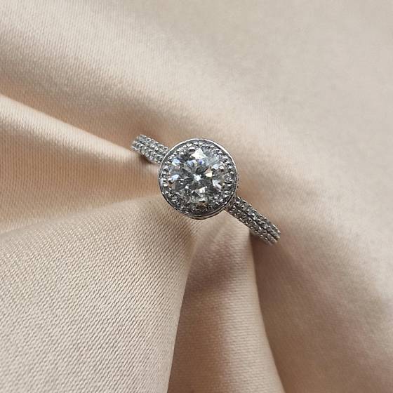 1.20ct SI2/G Round Cut Natural Diamond Halo Ring
