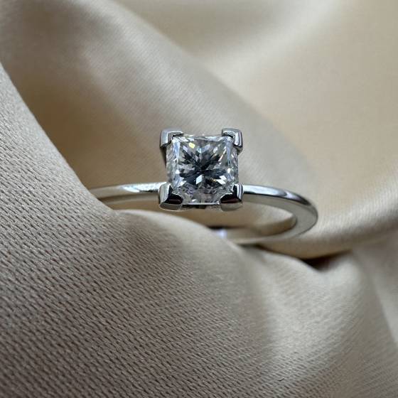 0.66ct I1/H Princess Cut Natural Diamond Solitaire Ring