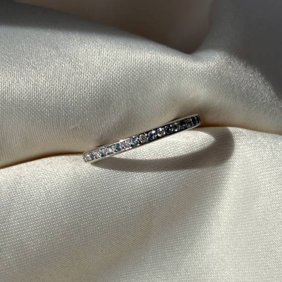 0.15ct SI/F-G Round Cut Aquamarine Gemstone Half Eternity Ring