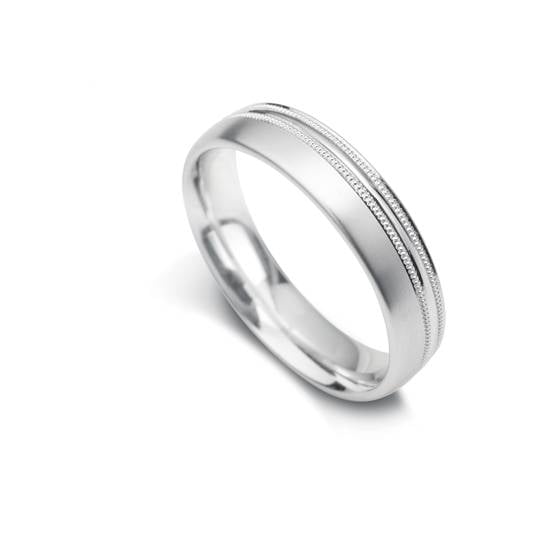 5mm Court Shape Satin With Two Offset Millgrain Lines