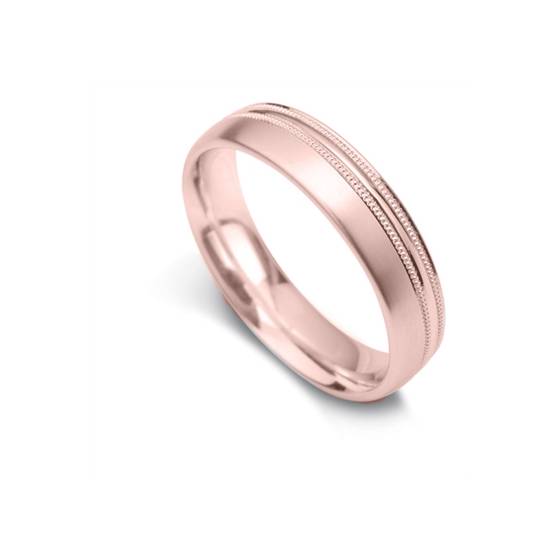 5mm Court Shape Satin With Two Offset Millgrain Lines