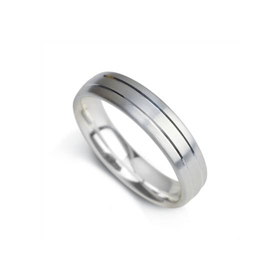 6mm Court Shape Satin With Two Central Grooves