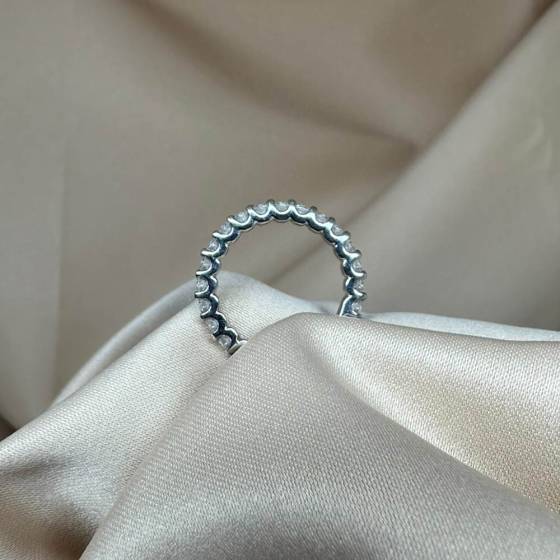 0.75ct VS/F-G Round Cut Natural Diamond Half Eternity Ring