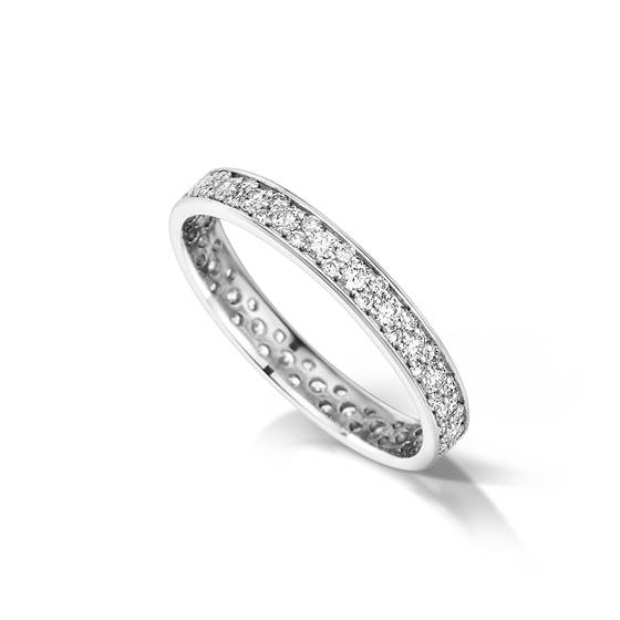 Full Set 3mm Round Diamond Wedding Ring
