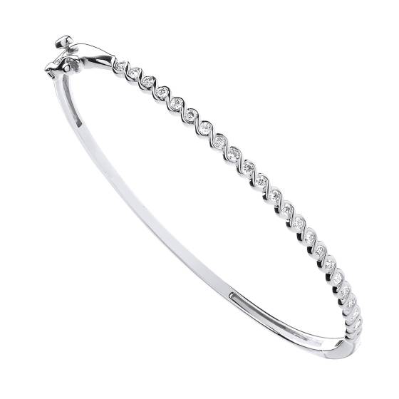 9k White Gold 0.50ct Ladies Diamond Bangle