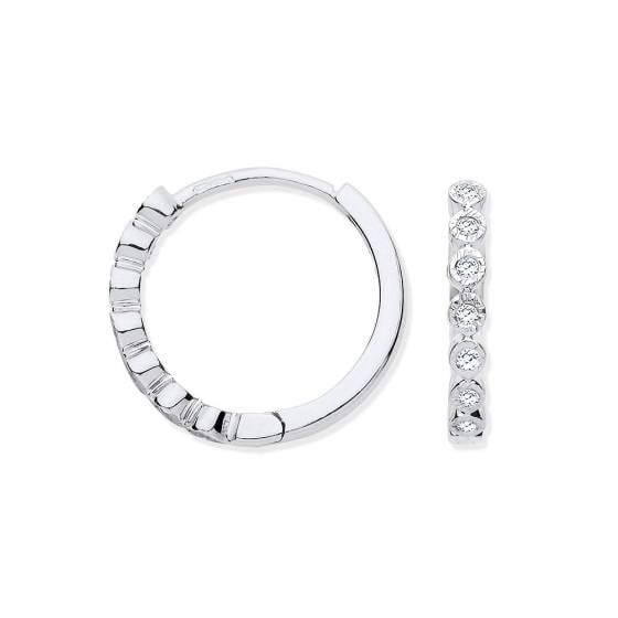 9k White Gold Round 0.10ct Diamond Hoop Earrings