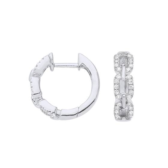 9k White Gold 0.25ct Curb Huggie Earrings