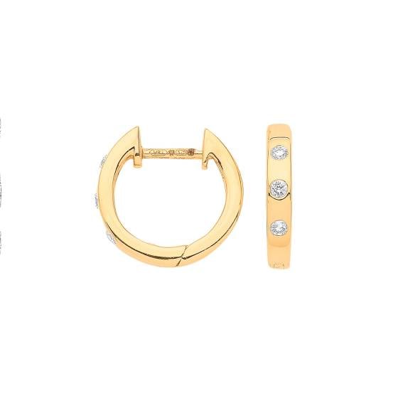 9k Yellow Gold 0.10ct Rubover Huggies