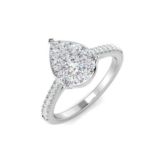 0.60ct VS/E-F Pear Cut Natural Diamond Cluster Ring