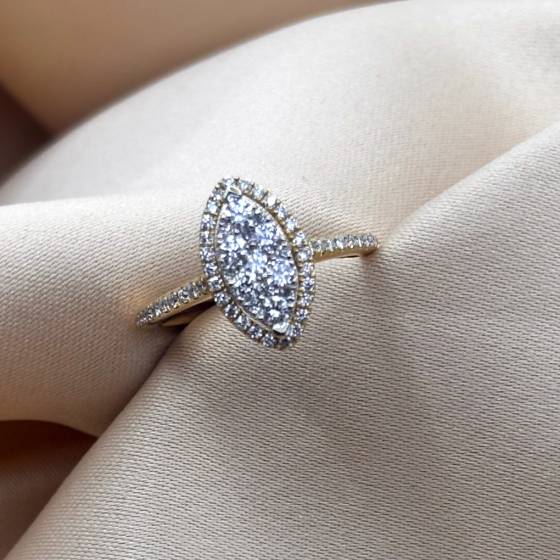 0.55ct VS/E-F Round Cut Natural Diamond Cluster Ring