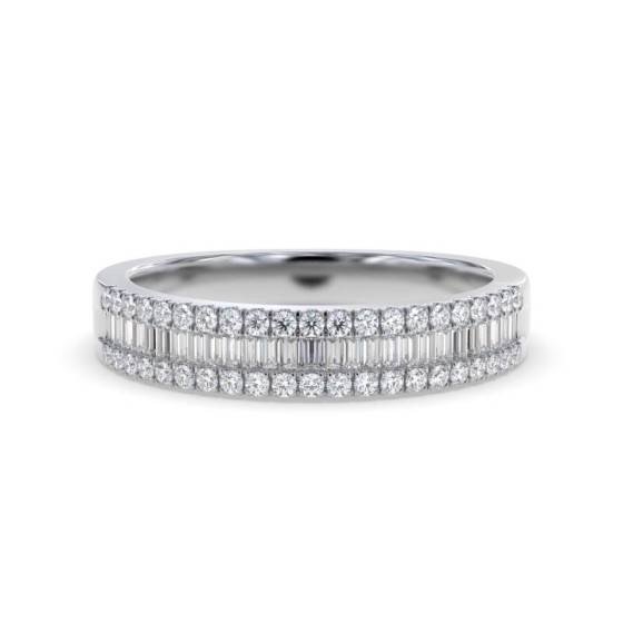 0.33ct VS/F-G Baguette Cut Natural Diamond Half Eternity Ring