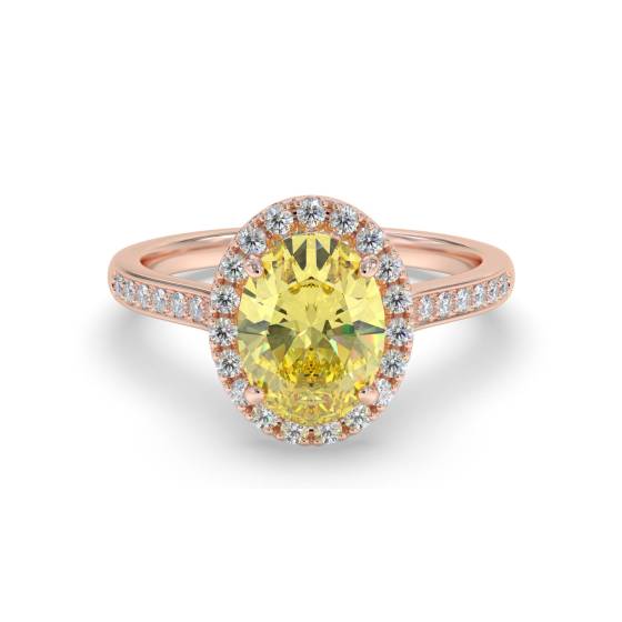 Fancy Yellow Oval Diamond Shoulder Set Ring