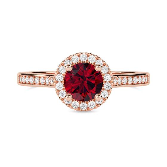Ruby and Diamond Halo Ring