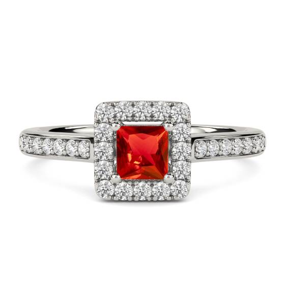 Ruby and Diamond Halo Ring