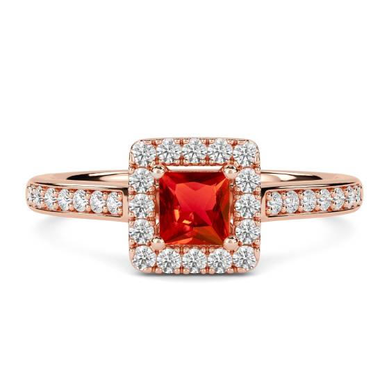 Ruby and Diamond Halo Ring