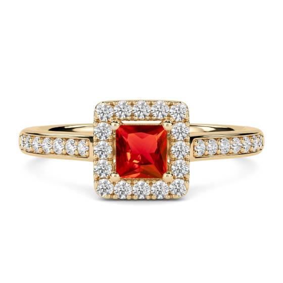 Ruby and Diamond Halo Ring