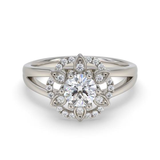 Flower Style Round Diamond Designer Ring