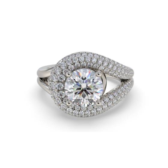 1.10ct SI2/G Round Cut Natural Diamond Designer Shoulder Set Ring
