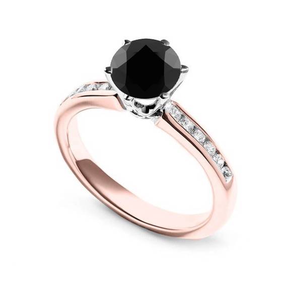 Black Diamond Shoulder Set Ring
