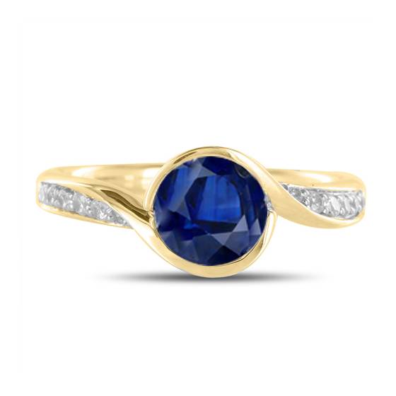 Blue Sapphire And Round Diamond Engagement Ring