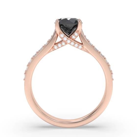 Black Diamond Shoulder Set Ring