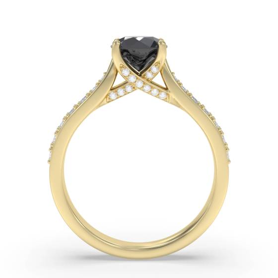Black Diamond Shoulder Set Ring