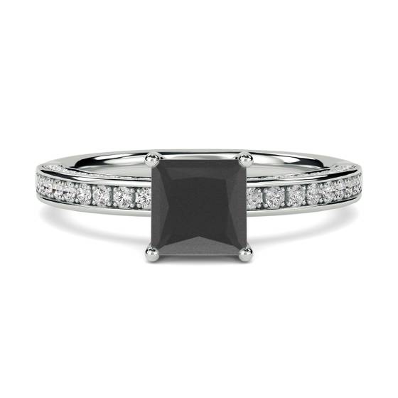 Black Diamond Shoulder Set Ring